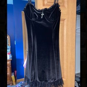 NWT Dolls Kill Widow black velvet dress